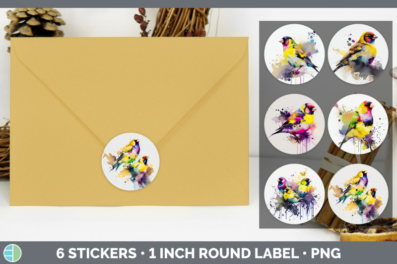 rainbow-goldfinch-stickers-sticker-1in-round-labels-png-designs