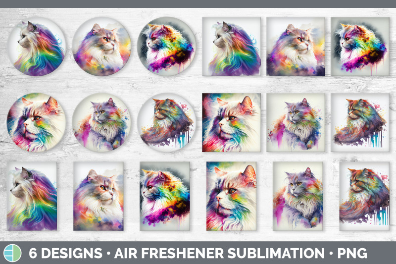 rainbow-angora-cat-air-freshener-sublimation-designs-bundle