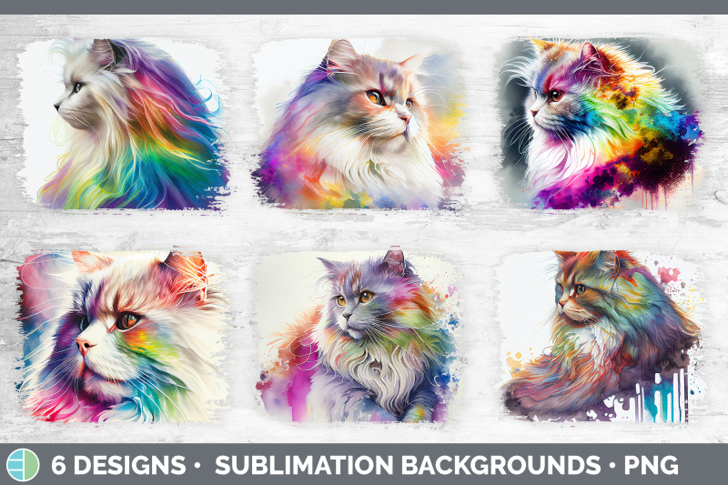 rainbow-angora-cat-distressed-sublimation-background-panel