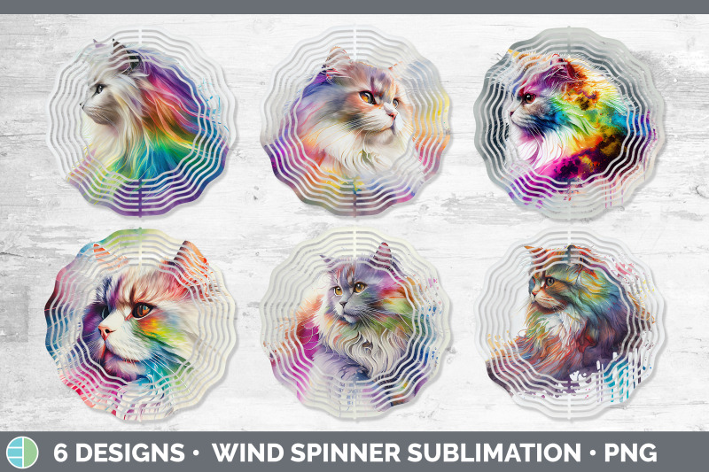 rainbow-angora-cat-wind-spinner-sublimation-designs-bundle