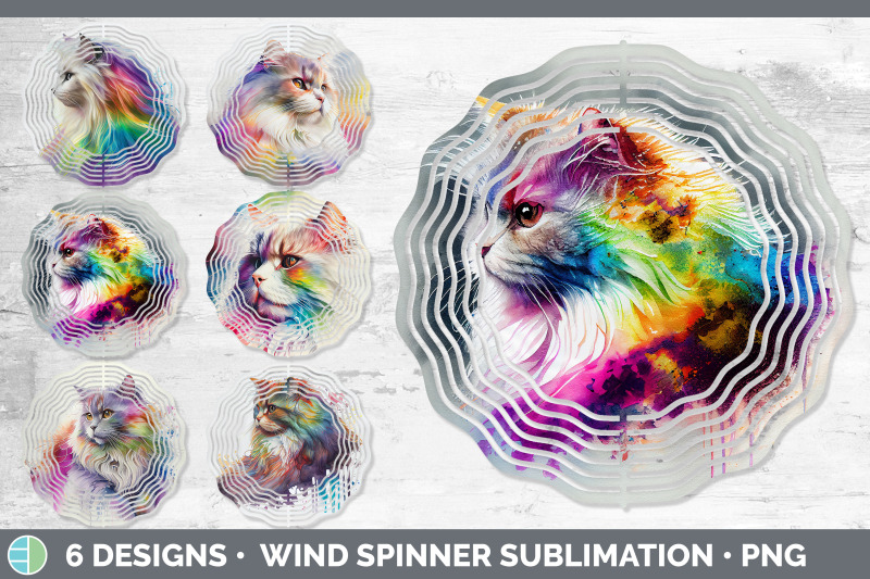 rainbow-angora-cat-wind-spinner-sublimation-designs-bundle