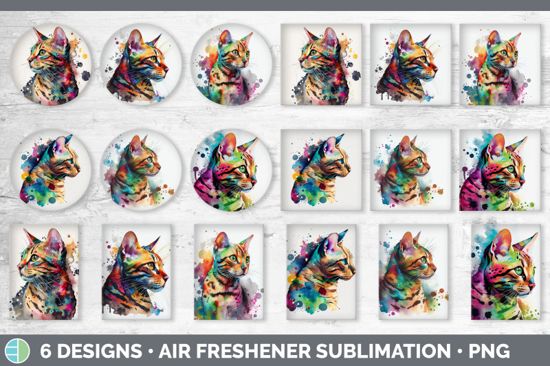 rainbow-bengal-cat-air-freshener-sublimation-designs-bundle