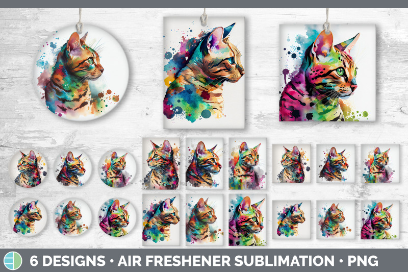 rainbow-bengal-cat-air-freshener-sublimation-designs-bundle