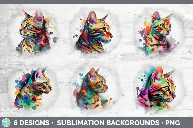 rainbow-bengal-cat-background-grunge-sublimation-backgrounds