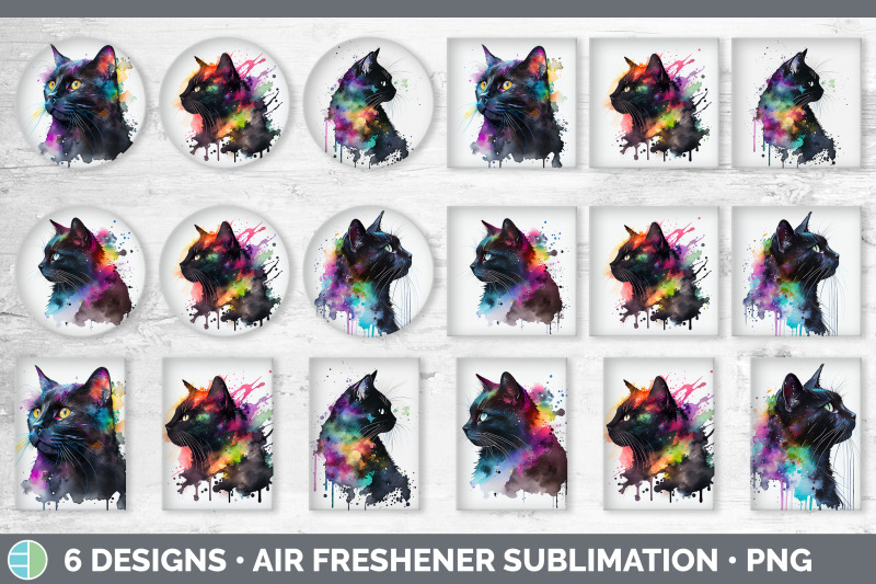 rainbow-black-cat-air-freshener-sublimation-designs-bundle