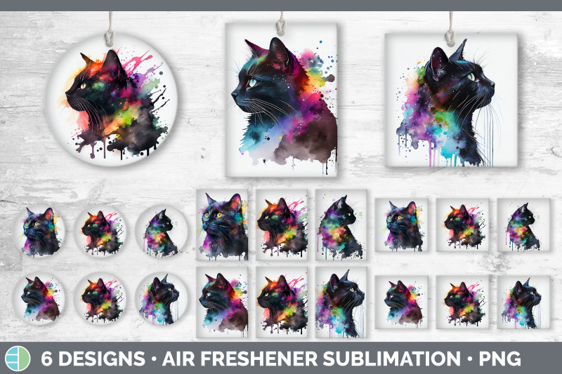 rainbow-black-cat-air-freshener-sublimation-designs-bundle