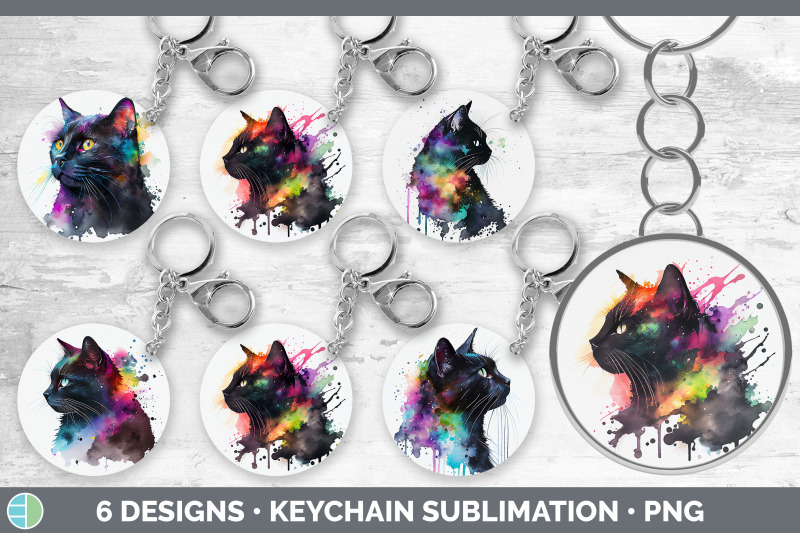 rainbow-black-cat-keychain-bundle-keyring-sublimation-designs