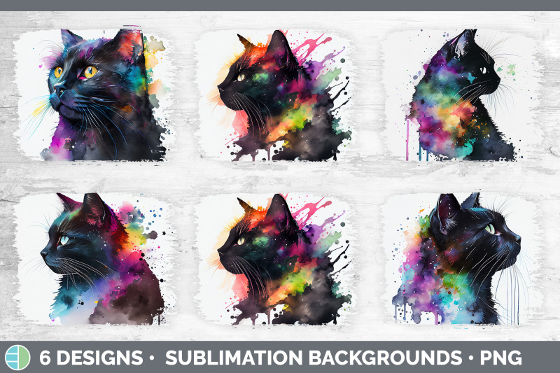 rainbow-black-cat-distressed-sublimation-background-panel