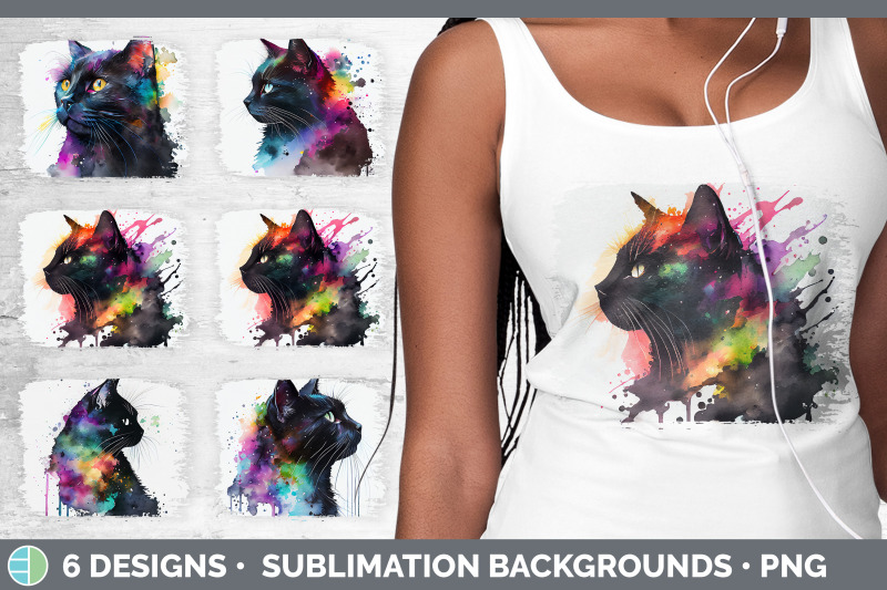 rainbow-black-cat-distressed-sublimation-background-panel