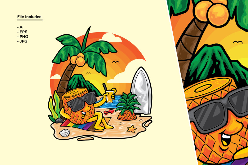 pineapple-beach-summer-illustration