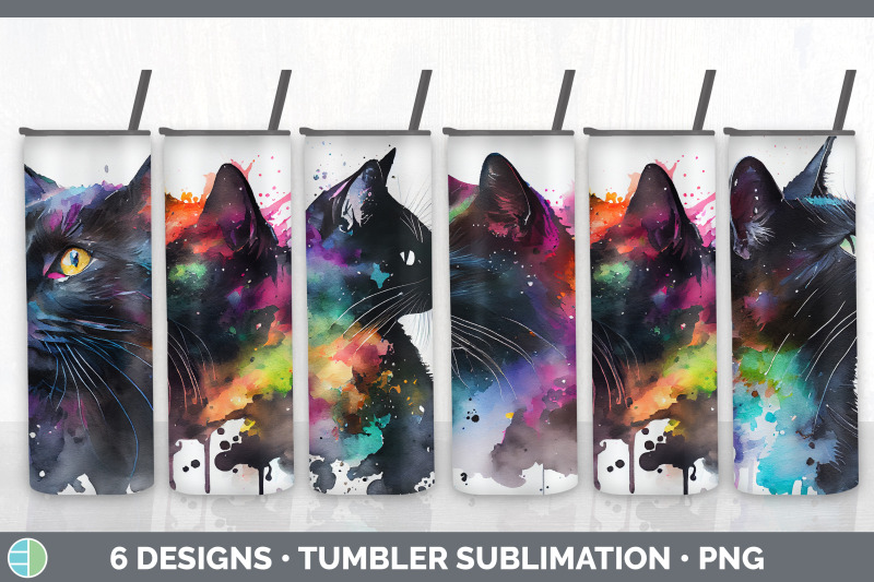 rainbow-black-cat-tumbler-sublimation-bundle