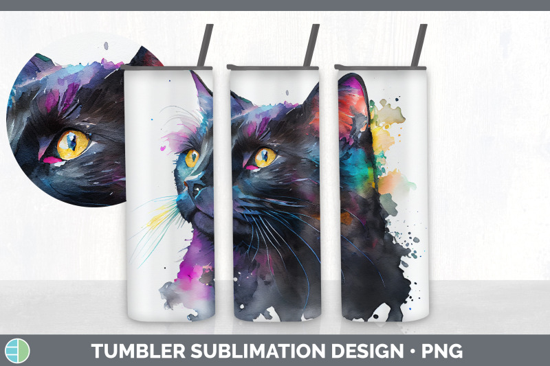 rainbow-black-cat-tumbler-sublimation-bundle