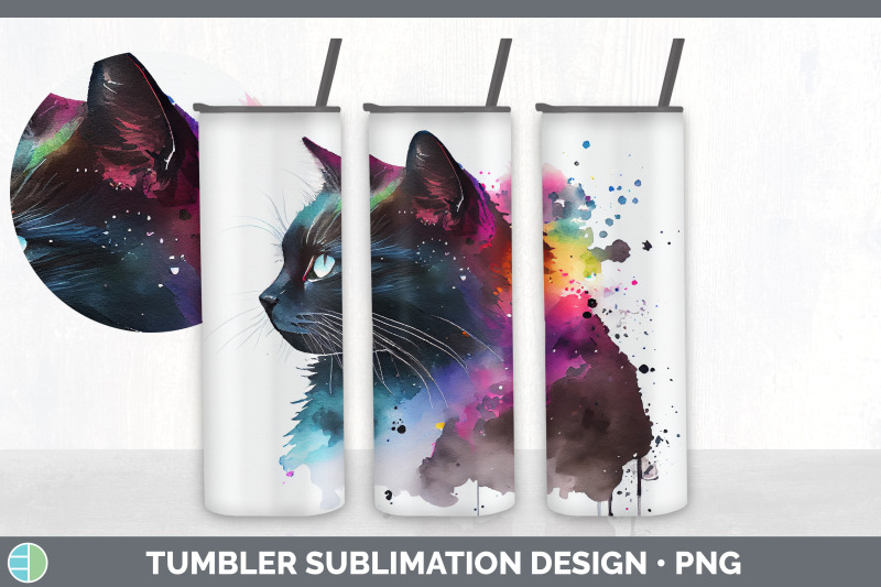 rainbow-black-cat-tumbler-sublimation-bundle