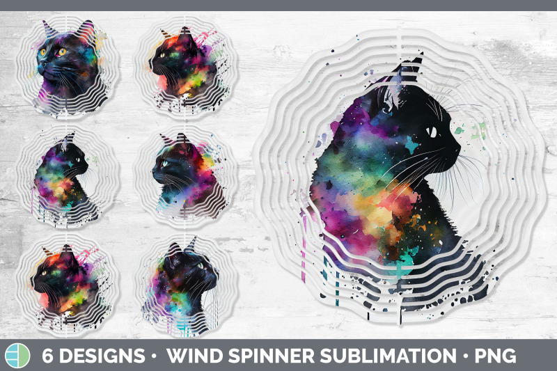 rainbow-black-cat-wind-spinner-sublimation-designs-bundle