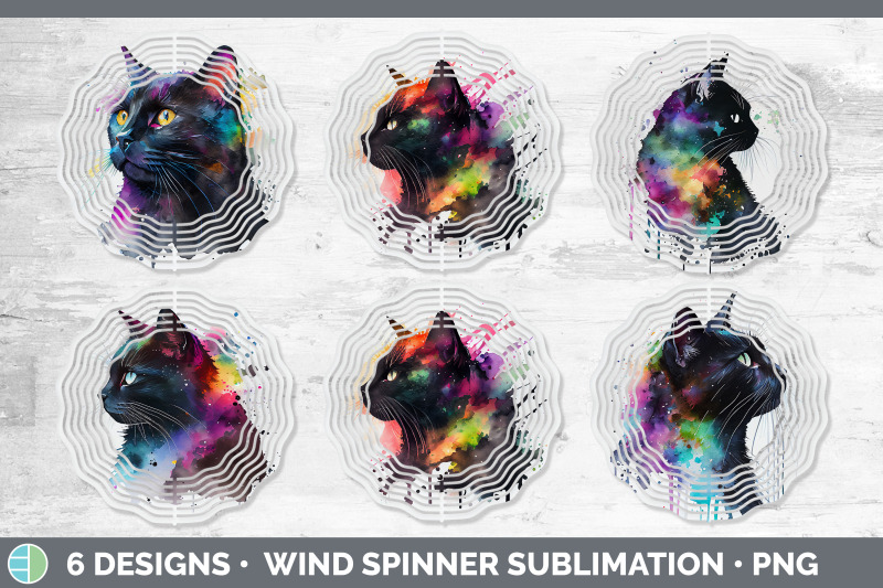 rainbow-black-cat-wind-spinner-sublimation-designs-bundle