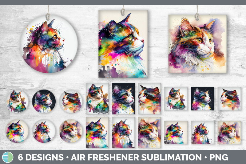 rainbow-calico-cat-air-freshener-sublimation-designs-bundle