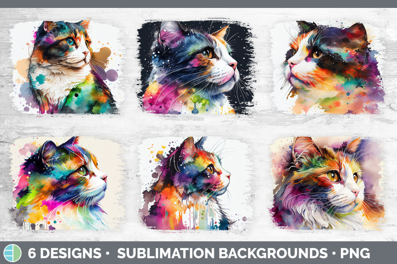 rainbow-calico-cat-distressed-sublimation-background-panel