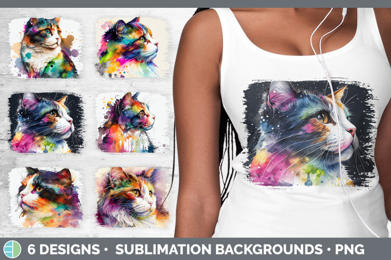 rainbow-calico-cat-distressed-sublimation-background-panel