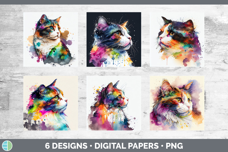 rainbow-calico-cat-backgrounds-digital-scrapbook-papers