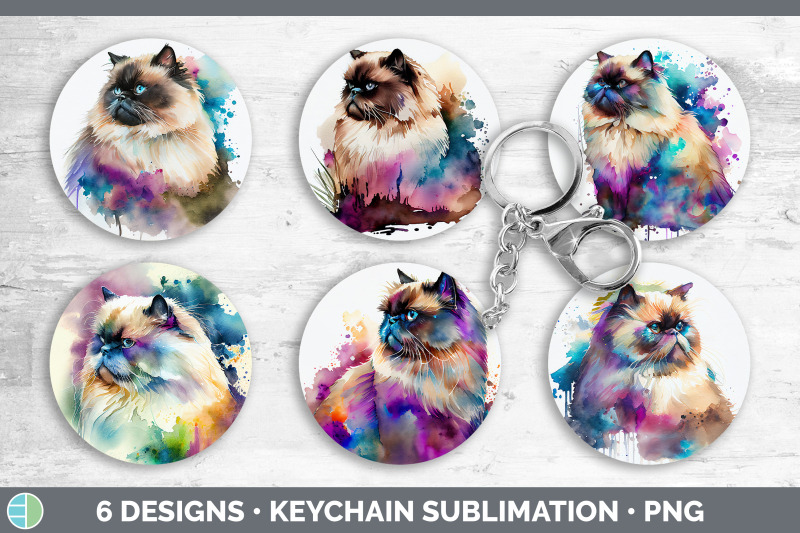 rainbow-himalayan-cat-keychain-bundle-keyring-sublimation-designs