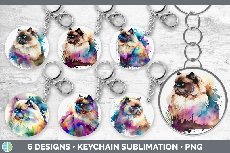 rainbow-himalayan-cat-keychain-bundle-keyring-sublimation-designs