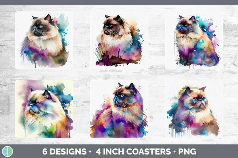 rainbow-himalayan-cat-square-coaster-sublimation-designs-bundle