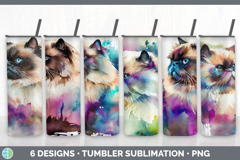 rainbow-himalayan-cat-tumbler-sublimation-bundle