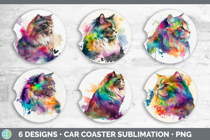 rainbow-maine-coon-cat-car-coaster-sublimation-designs-bundle