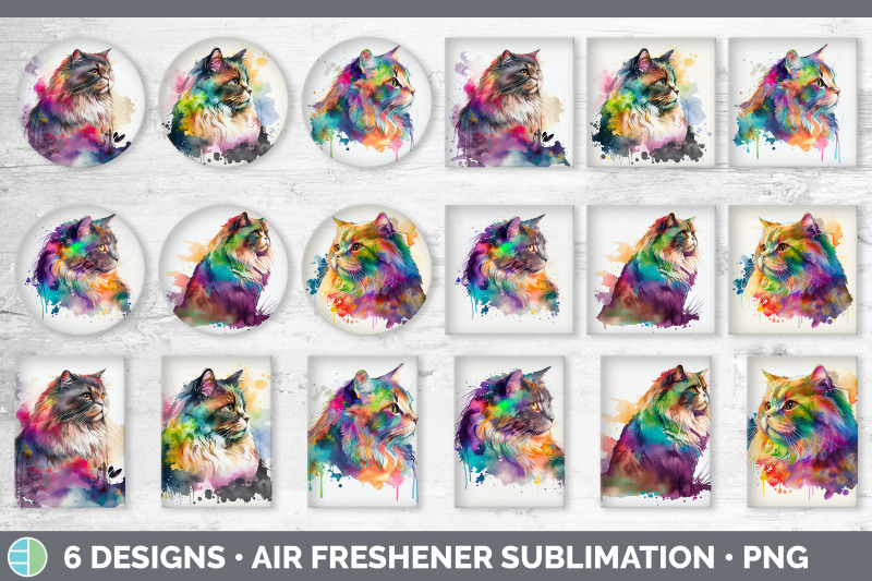 rainbow-maine-coon-cat-air-freshener-sublimation-designs-bundle