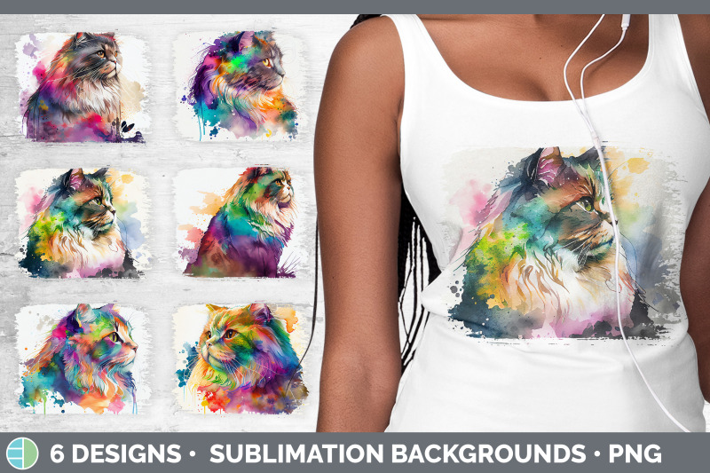 rainbow-maine-coon-cat-distressed-sublimation-background-panel