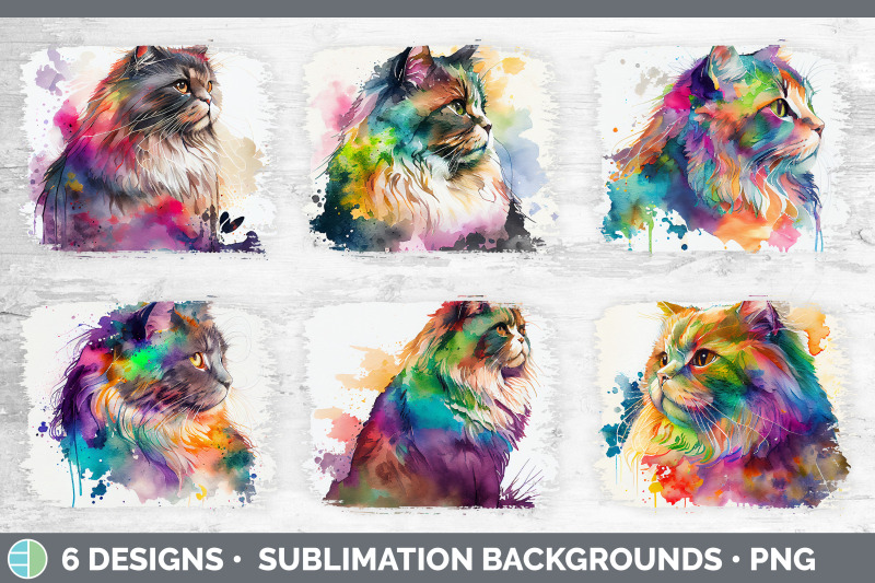 rainbow-maine-coon-cat-distressed-sublimation-background-panel