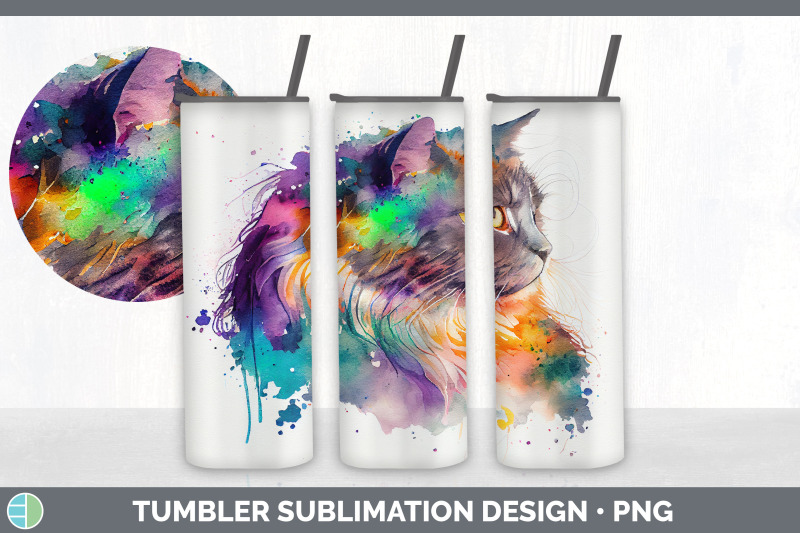 rainbow-maine-coon-cat-tumbler-sublimation-bundle