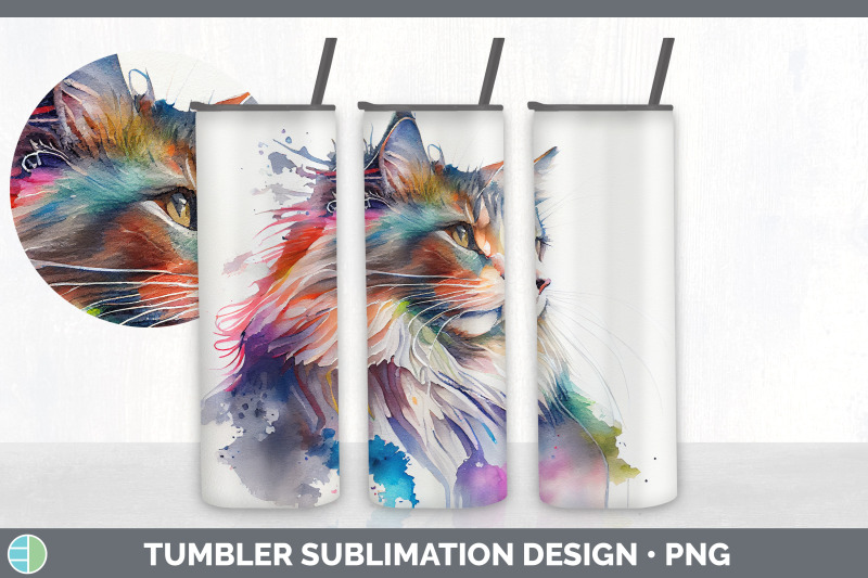 rainbow-norwegian-forest-cat-tumbler-sublimation-bundle