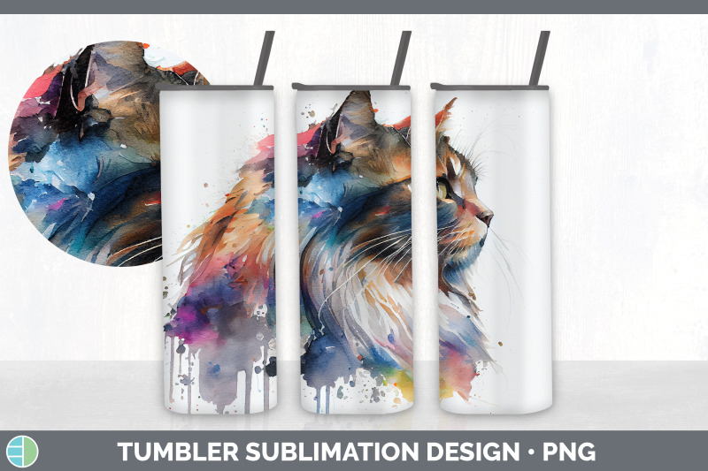 rainbow-norwegian-forest-cat-tumbler-sublimation-bundle