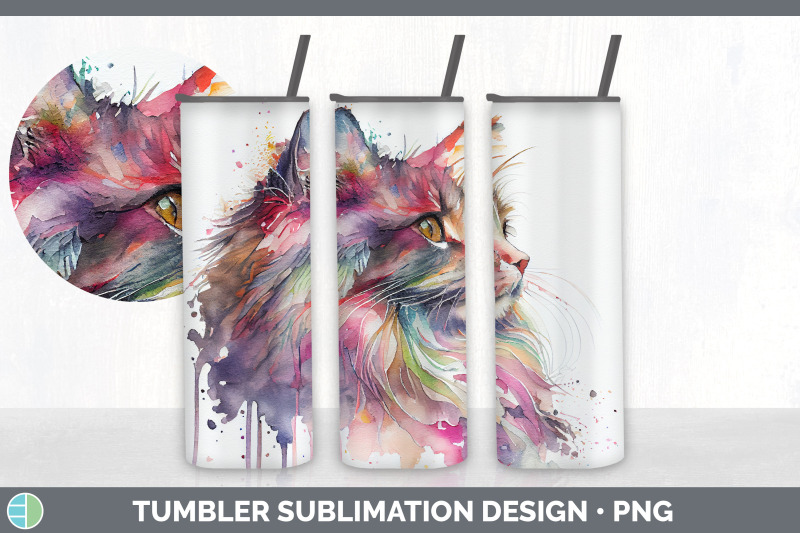 rainbow-norwegian-forest-cat-tumbler-sublimation-bundle