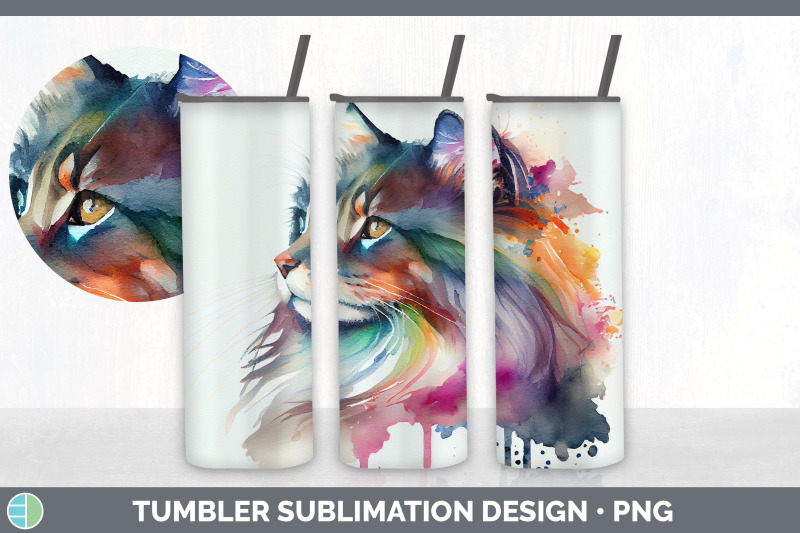 rainbow-norwegian-forest-cat-tumbler-sublimation-bundle