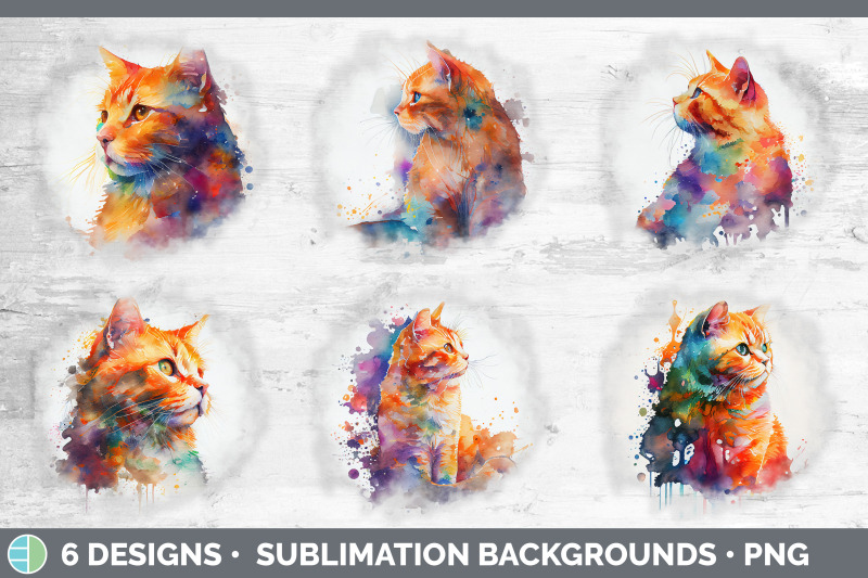 rainbow-orange-cat-background-grunge-sublimation-backgrounds