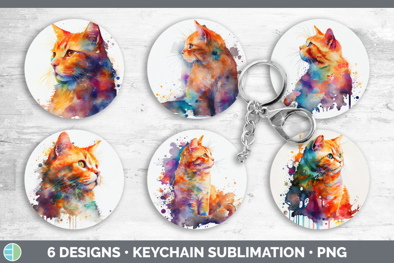 rainbow-orange-cat-keychain-bundle-keyring-sublimation-designs