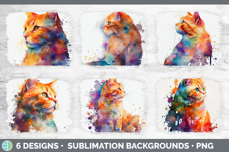 rainbow-orange-cat-distressed-sublimation-background-panel