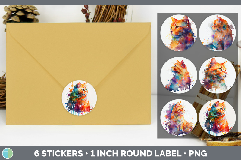 rainbow-orange-cat-stickers-sticker-1in-round-labels-png-designs