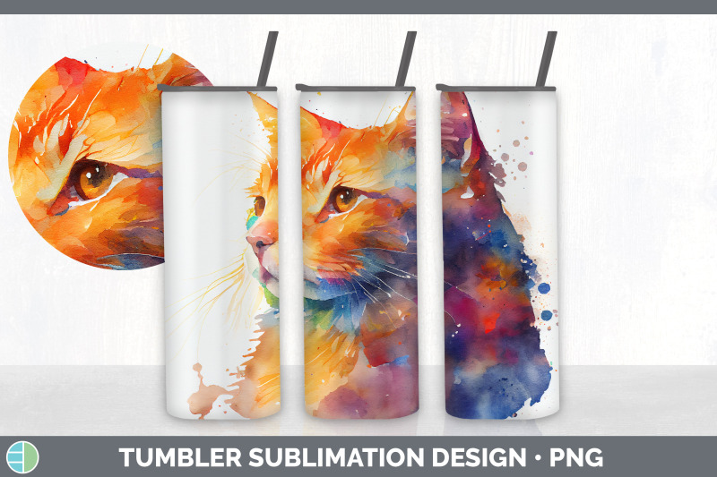 rainbow-orange-cat-tumbler-sublimation-bundle