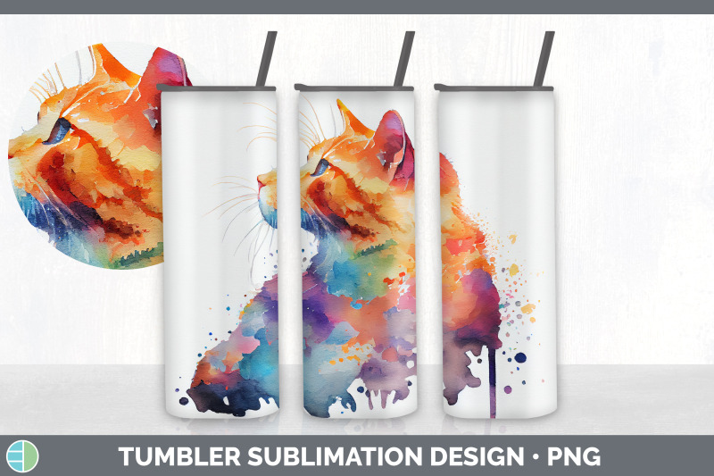 rainbow-orange-cat-tumbler-sublimation-bundle