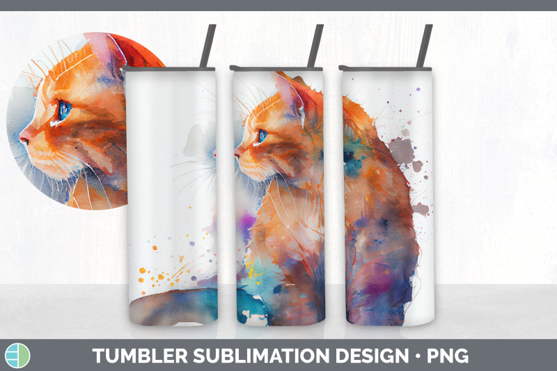 rainbow-orange-cat-tumbler-sublimation-bundle