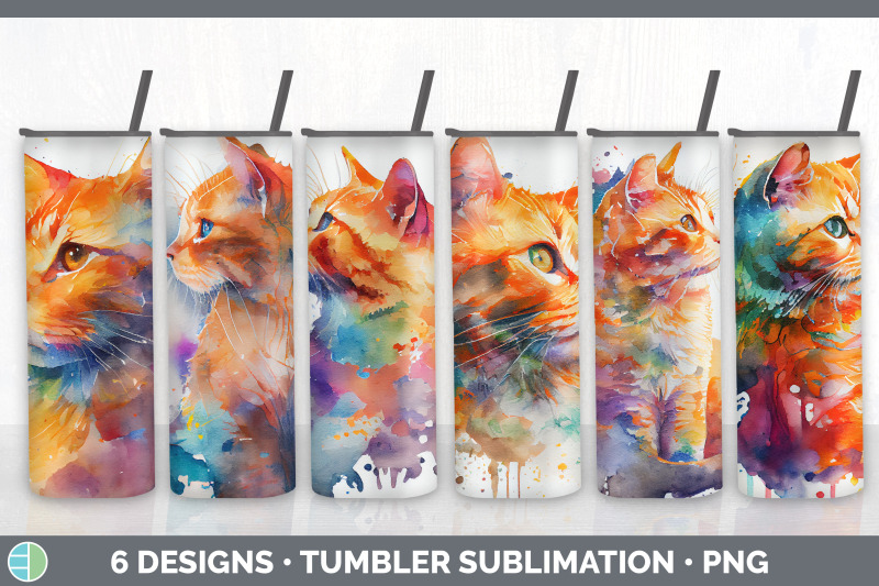 rainbow-orange-cat-tumbler-sublimation-bundle