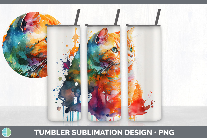 rainbow-orange-cat-tumbler-sublimation-bundle