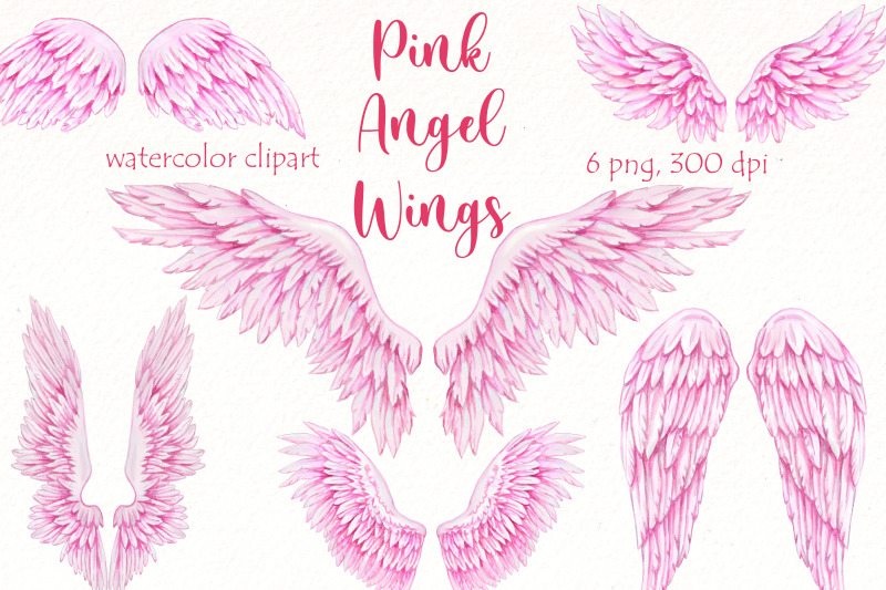 pink-angel-wings-watercolor-clipart-memorial-png-wings