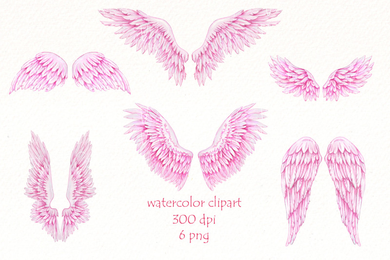 pink-angel-wings-watercolor-clipart-memorial-png-wings