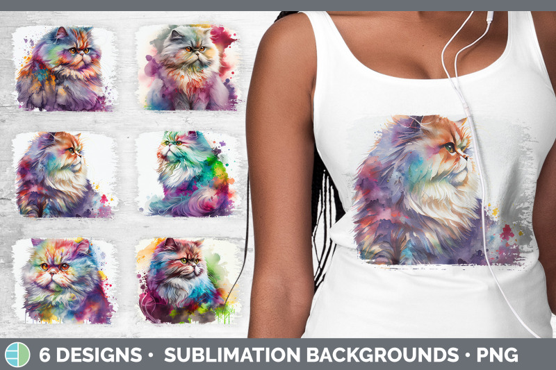 rainbow-persian-cat-distressed-sublimation-background-panel