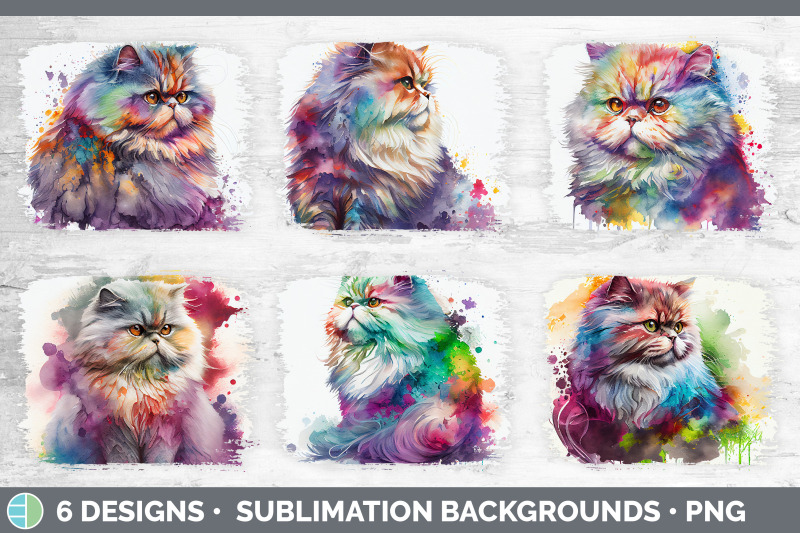 rainbow-persian-cat-distressed-sublimation-background-panel