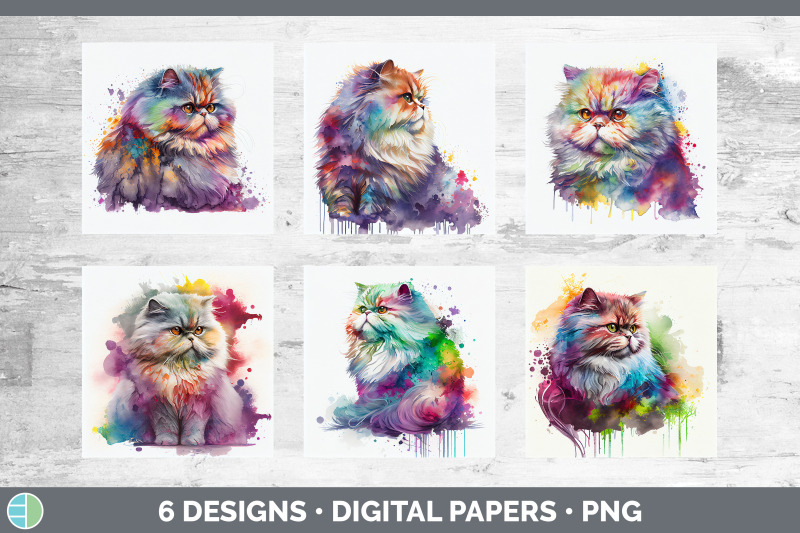 rainbow-persian-cat-backgrounds-digital-scrapbook-papers